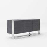 Fauna Modern Elm Grey & Stainless Steel Buffet