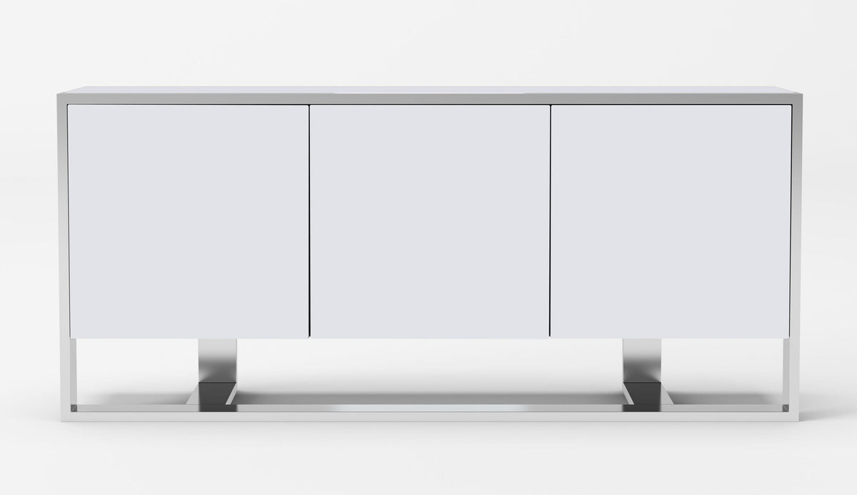 Fauna Modern White High Gloss & Stainless Steel Buffet