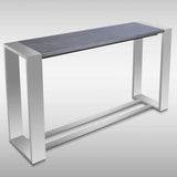 Fauna Modern Grey Elm & Stainless Steel Console Table