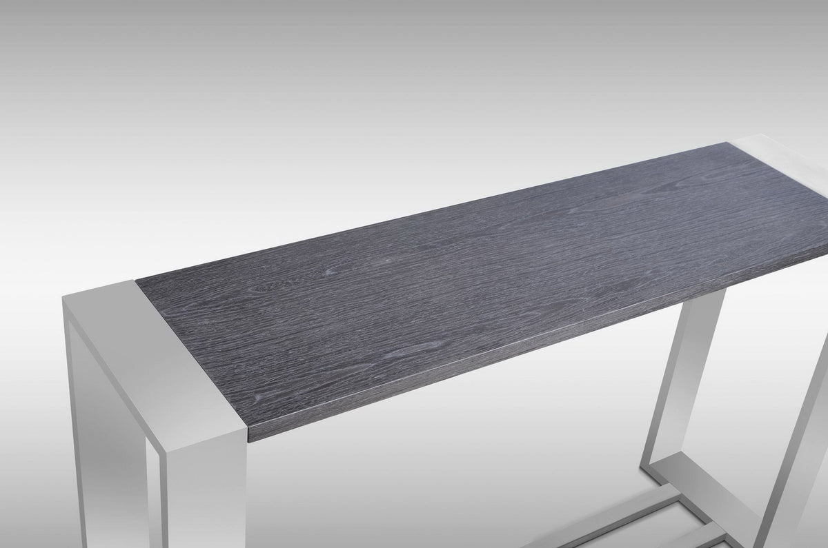 Fauna Modern Grey Elm & Stainless Steel Console Table