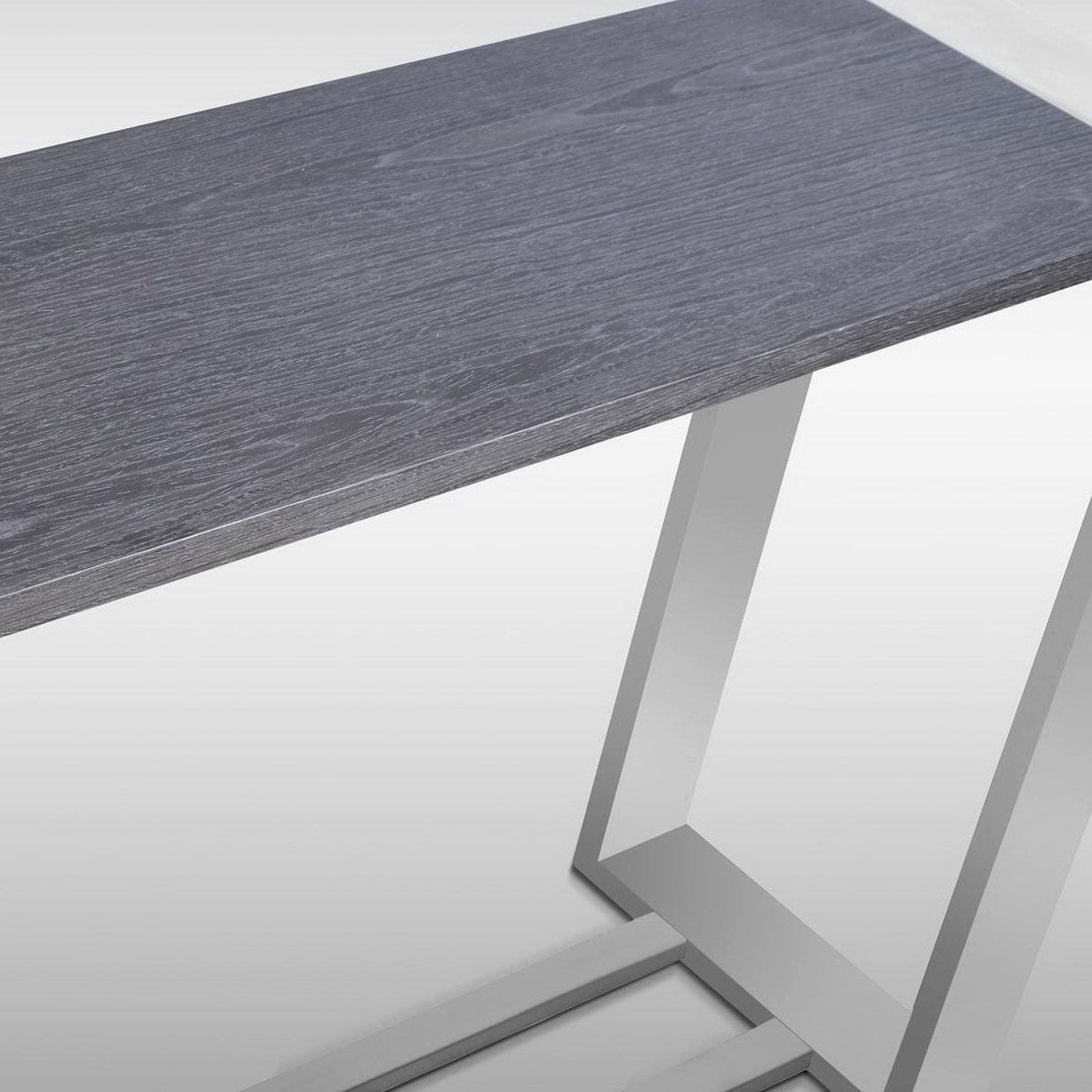 Fauna Modern Grey Elm & Stainless Steel Console Table