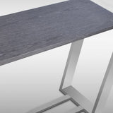 Fauna Modern Grey Elm & Stainless Steel Console Table