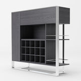 Fauna Elm Grey & Stainless Steel Wine Cabinet