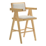 Fern Modern Natural and Beige Counter Stool Set of 2