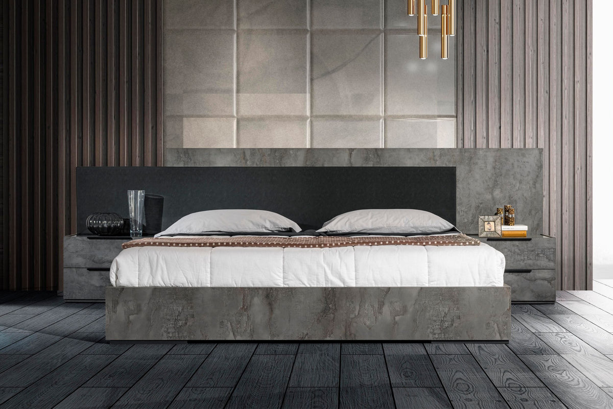 Mielcasa | Grey Eastern King Nova Domus Ferrara Modern Volcano Oxide Grey Bed | SKU VGACFERRARA-BED-EK | MPN: 77875A | Free Delivery & Free Return