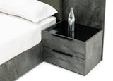 Ferrara Eastern King Modern Volcano Oxide Grey Bed with Nightstands
