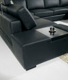 T35 Modern Black Genuine Leather Sectional Sofa with Light