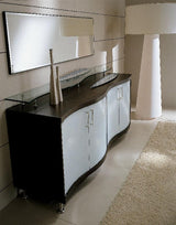 Waves Collection Modern Glass w/Chrome Stainless Steel Dining Table