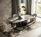 Finsbury Modern Ceramic + Dark Grey Brass Oval Dining Table