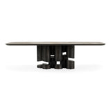 Finsbury Modern Ceramic + Dark Grey Brass Oval Dining Table