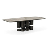 Finsbury Modern Ceramic + Dark Grey Brass Oval Dining Table