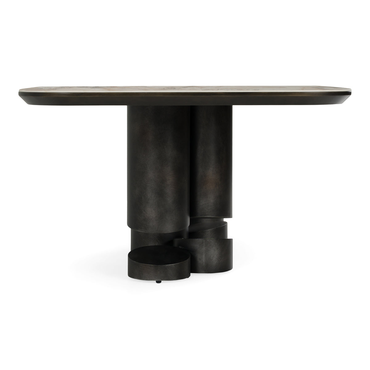 Finsbury Modern Ceramic + Dark Grey Brass Oval Dining Table