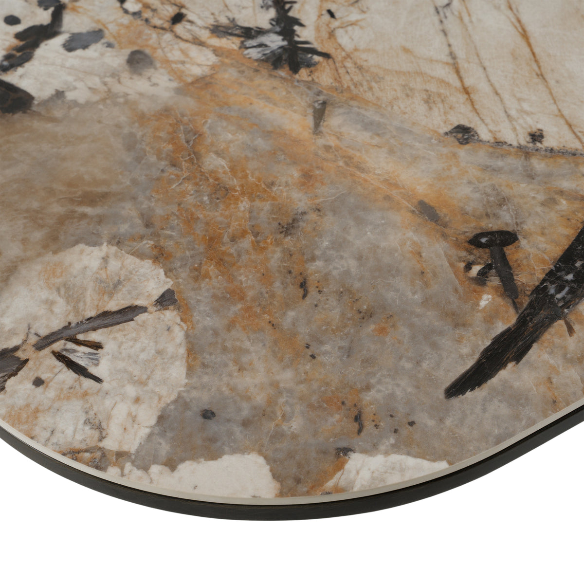 Finsbury Modern Ceramic + Dark Grey Brass Oval Dining Table