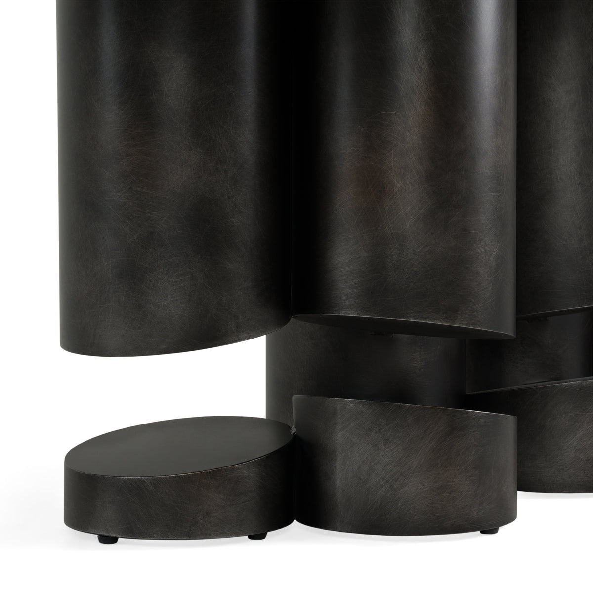 Finsbury Modern Ceramic + Dark Grey Brass Oval Dining Table