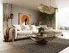 Fleury Contemporary Cream Fabric and Walnut RAF Sectional Sofa