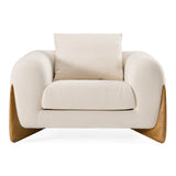 Fleury Contemporary Cream Fabric and Walnut Lounge Chair