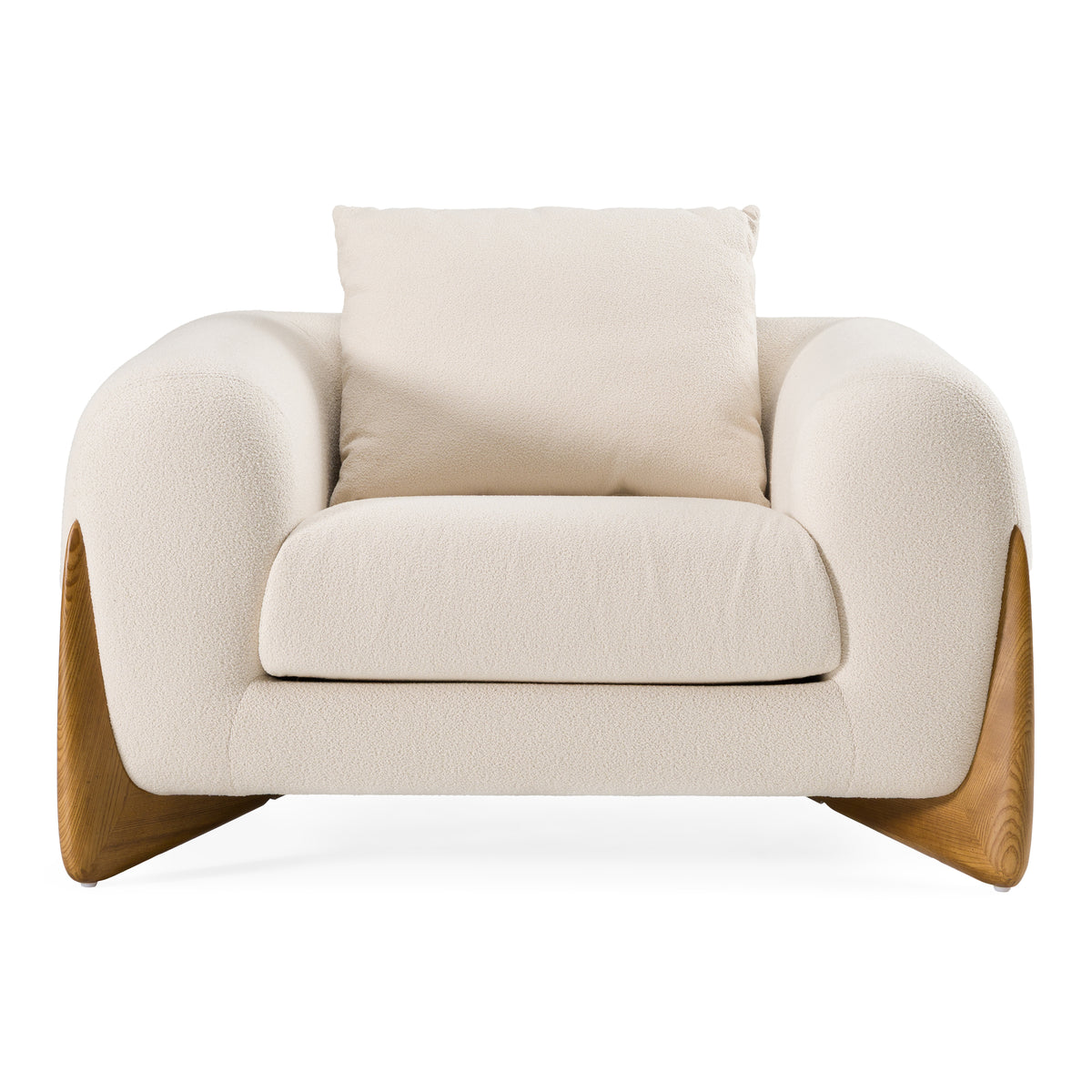 Fleury Contemporary Cream Fabric and Walnut Lounge Chair