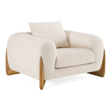 Fleury Contemporary Cream Fabric and Walnut Lounge Chair