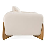 Fleury Contemporary Cream Fabric and Walnut Lounge Chair