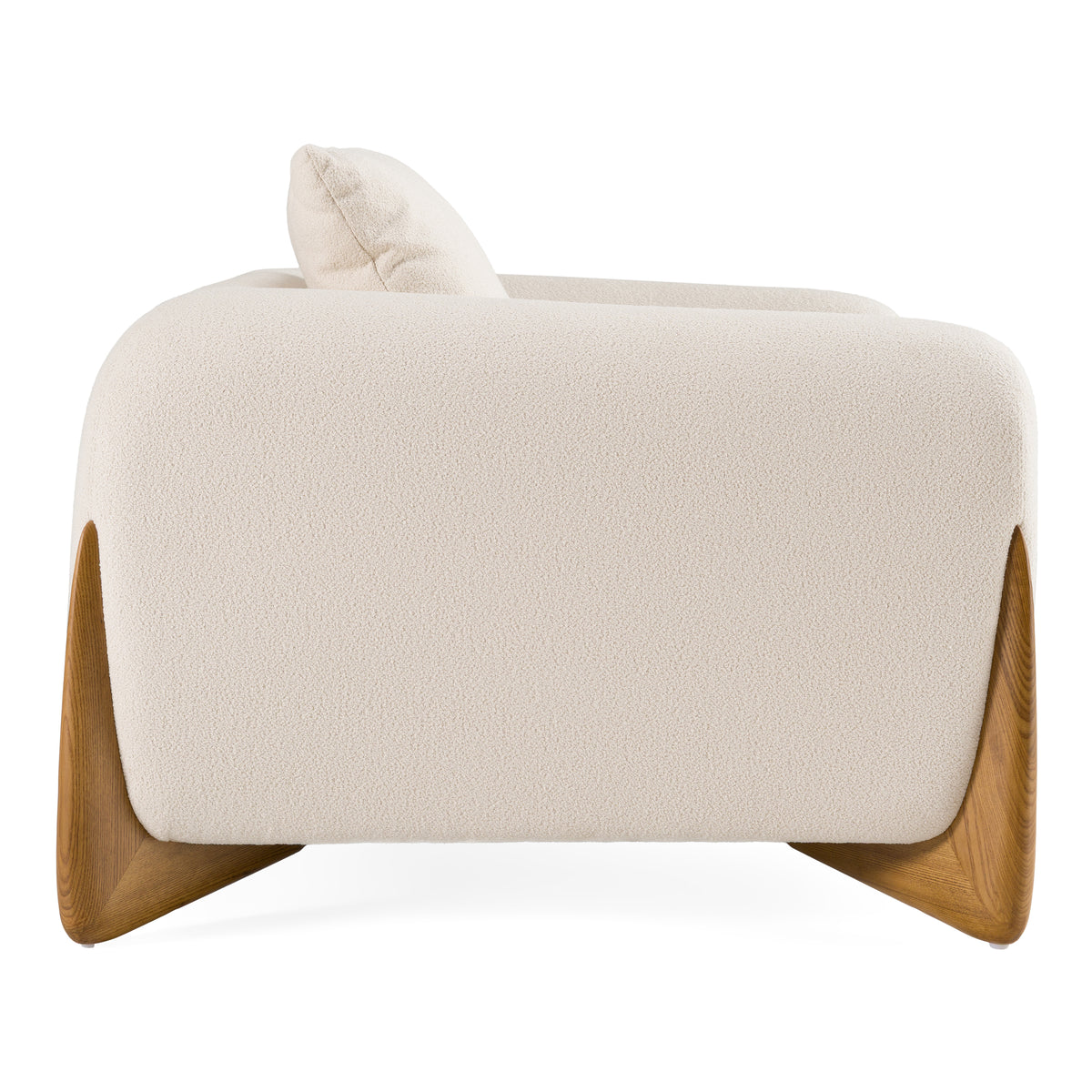 Fleury Contemporary Cream Fabric and Walnut Lounge Chair