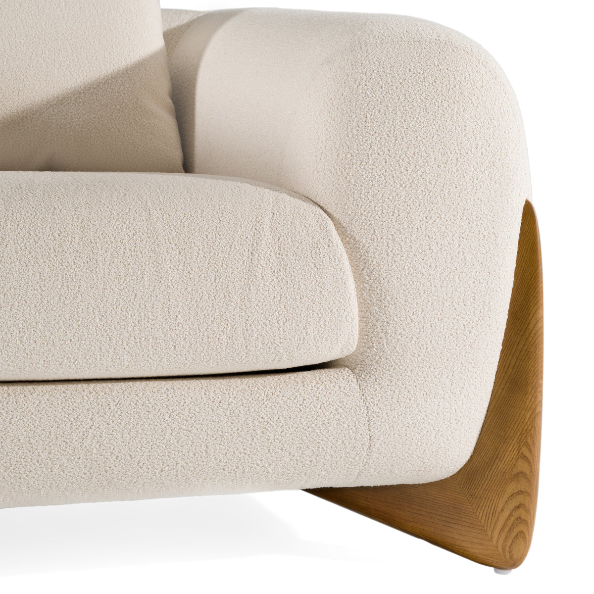 Fleury Contemporary Cream Fabric and Walnut Lounge Chair