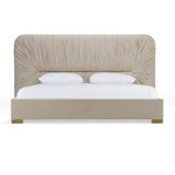 Queen Florence Modern Beige Velvet + Gold Bed