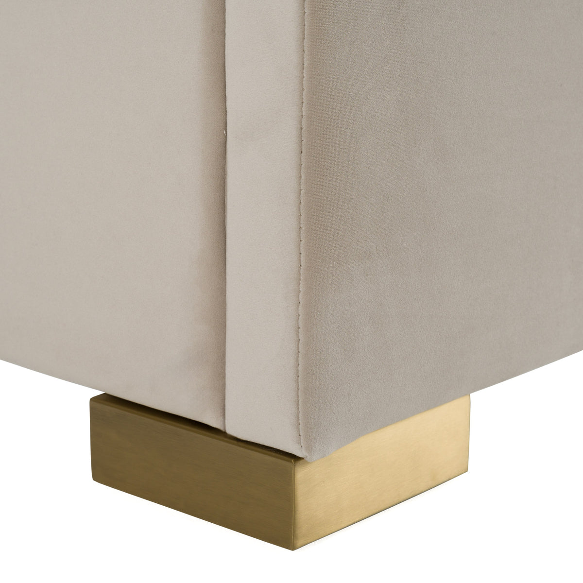 Florence Modern Beige Velvet + Leatherette Bedroom Set