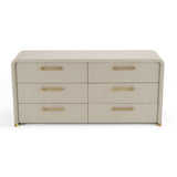 Florence Modern Beige Leatherette + Gold Dresser