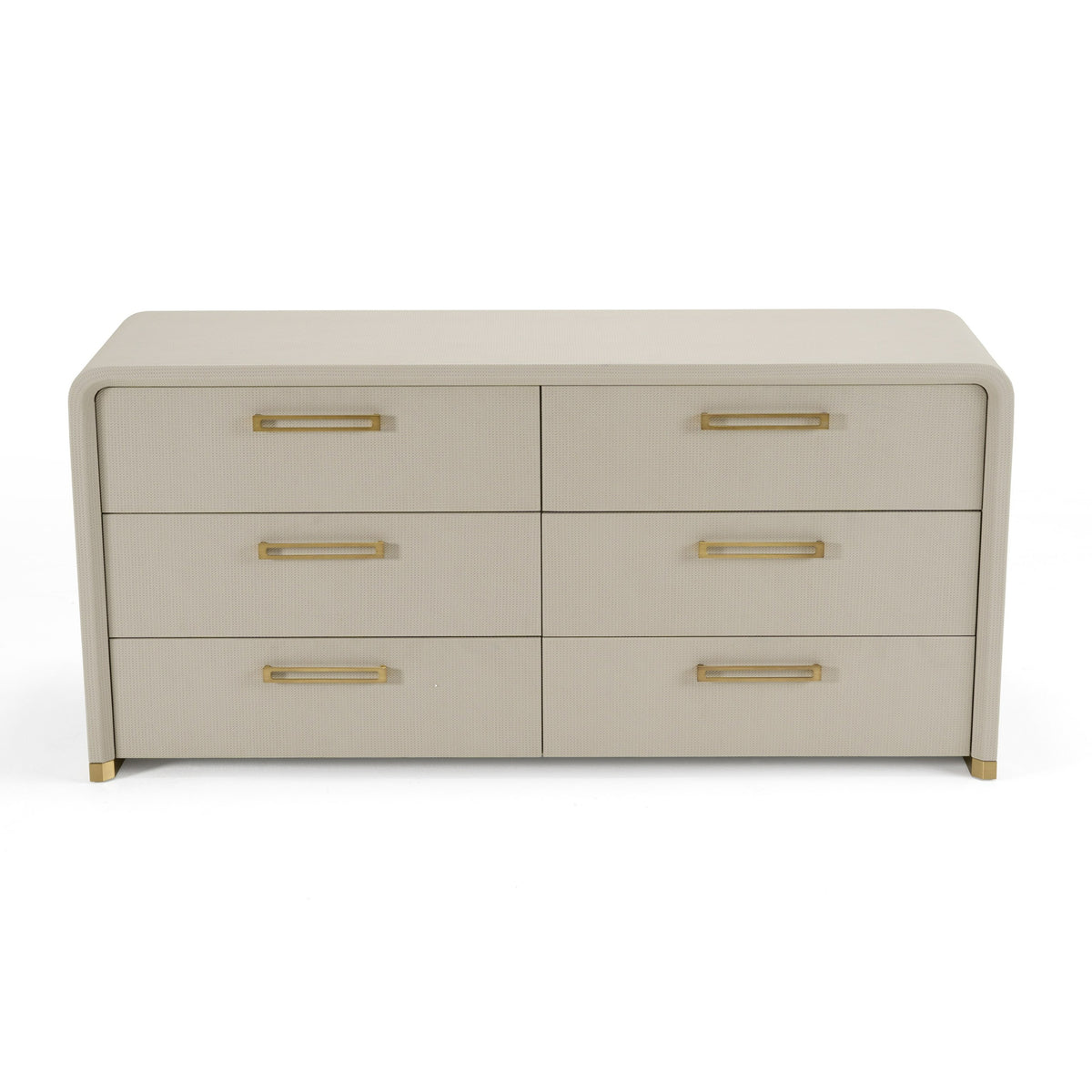 Florence Modern Beige Leatherette + Gold Dresser