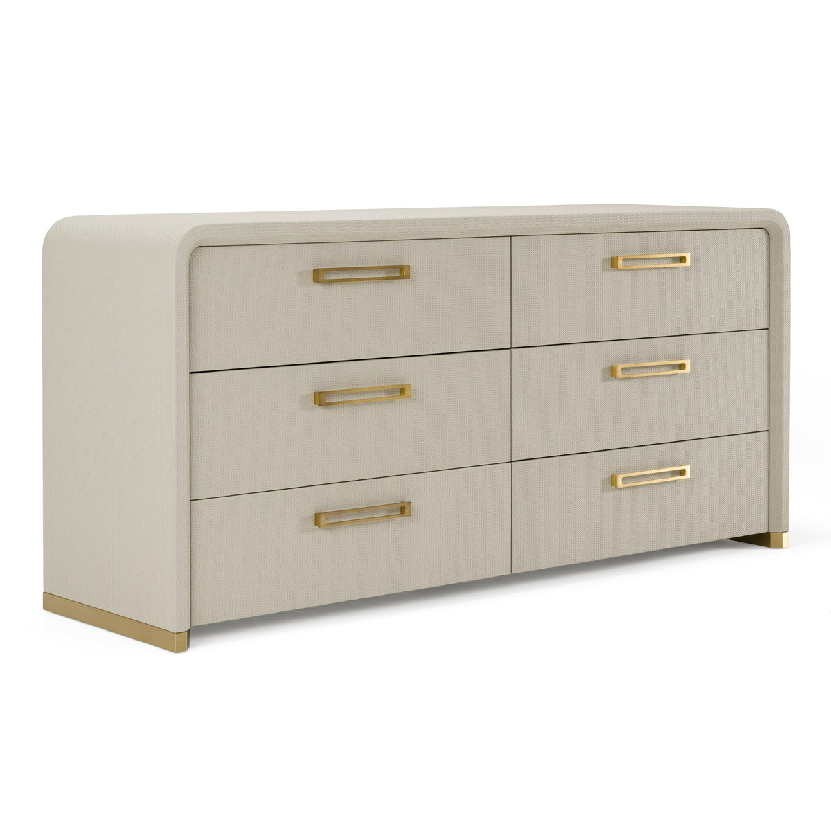 Florence Modern Beige Leatherette + Gold Dresser