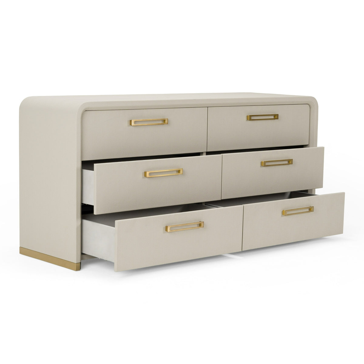 Florence Modern Beige Leatherette + Gold Dresser