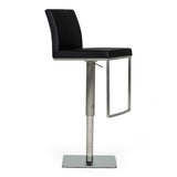 Folsum Modern Black & Brushed Stainless Steel Adjustable Bar Stool