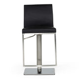 Folsum Modern Black & Brushed Stainless Steel Adjustable Bar Stool