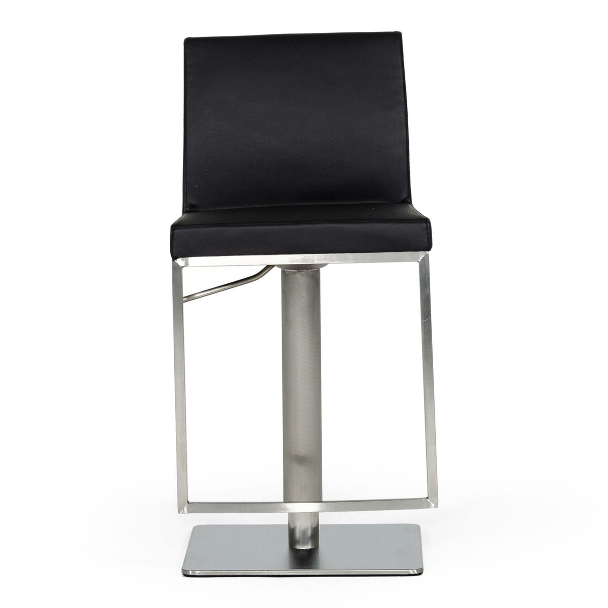 Folsum Modern Black & Brushed Stainless Steel Adjustable Bar Stool