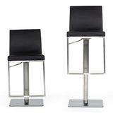 Folsum Modern Black & Brushed Stainless Steel Adjustable Bar Stool