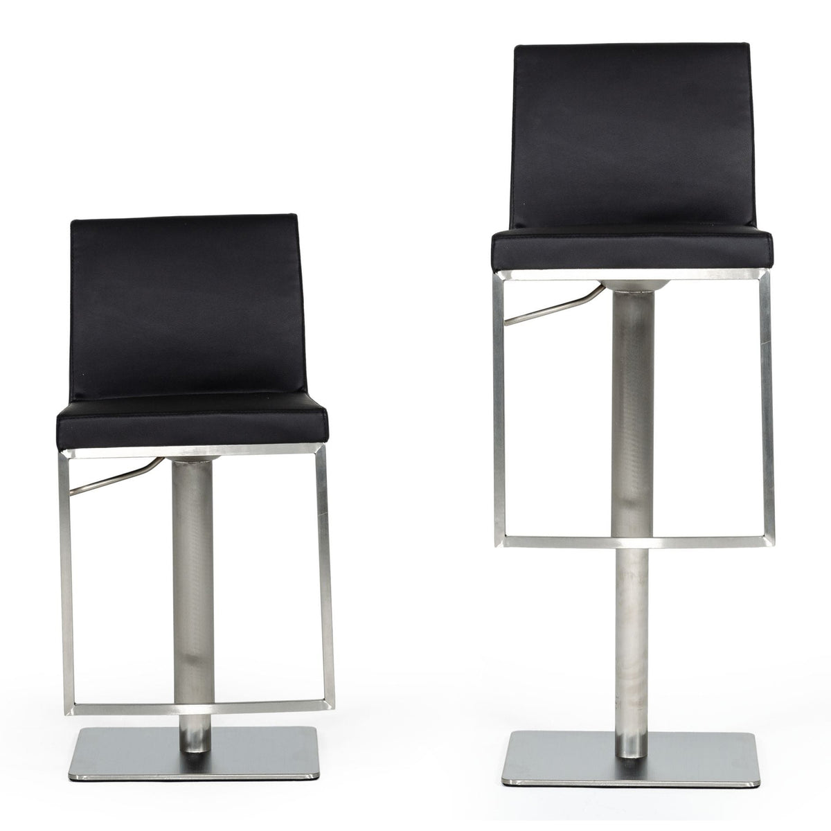 Folsum Modern Black & Brushed Stainless Steel Adjustable Bar Stool