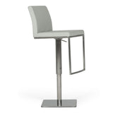 Folsum Modern Light Grey & Brushed Stainless Steel Adjustable Bar Stool