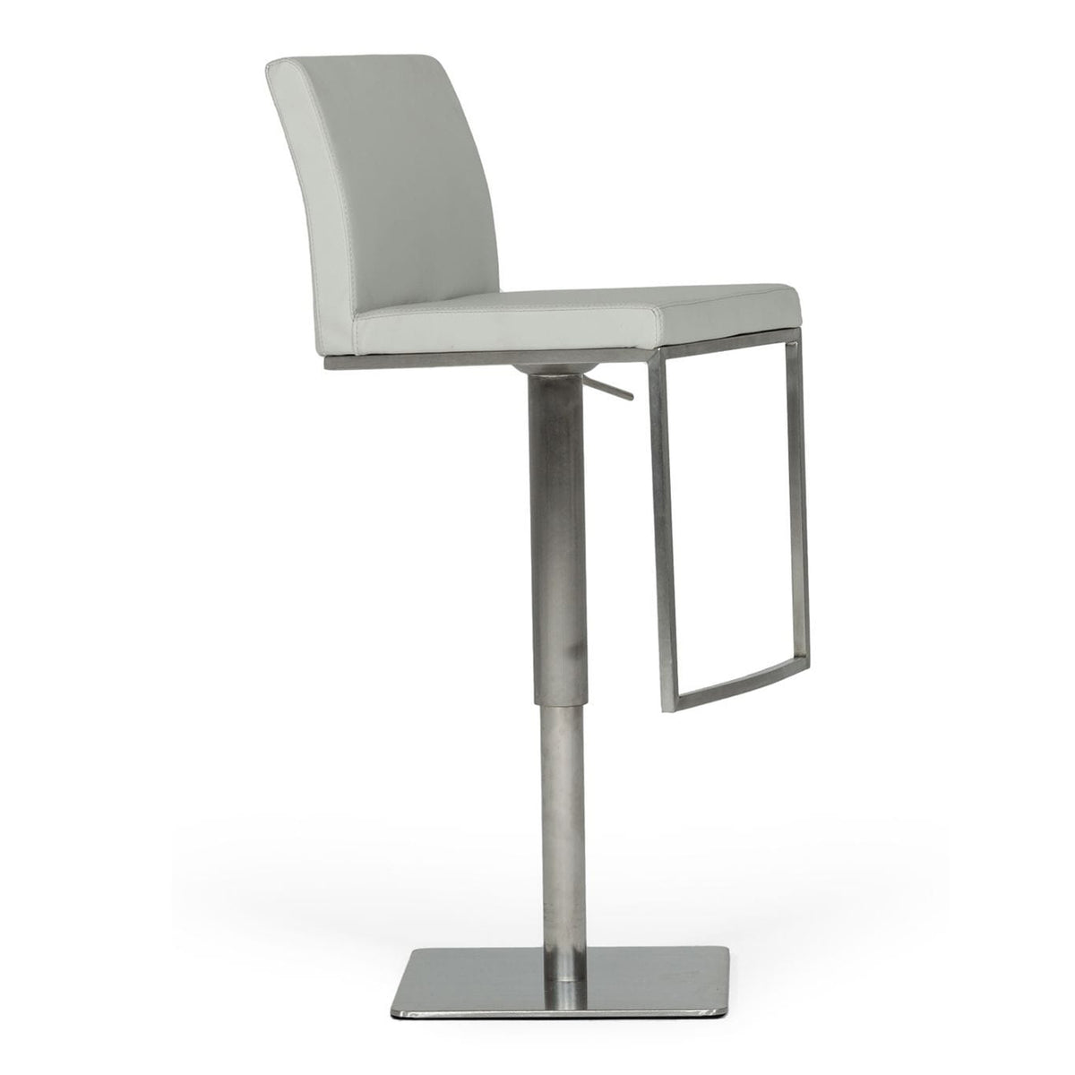Folsum Modern Light Grey & Brushed Stainless Steel Adjustable Bar Stool
