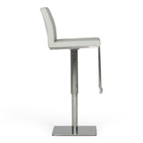 Folsum Modern Light Grey & Brushed Stainless Steel Adjustable Bar Stool