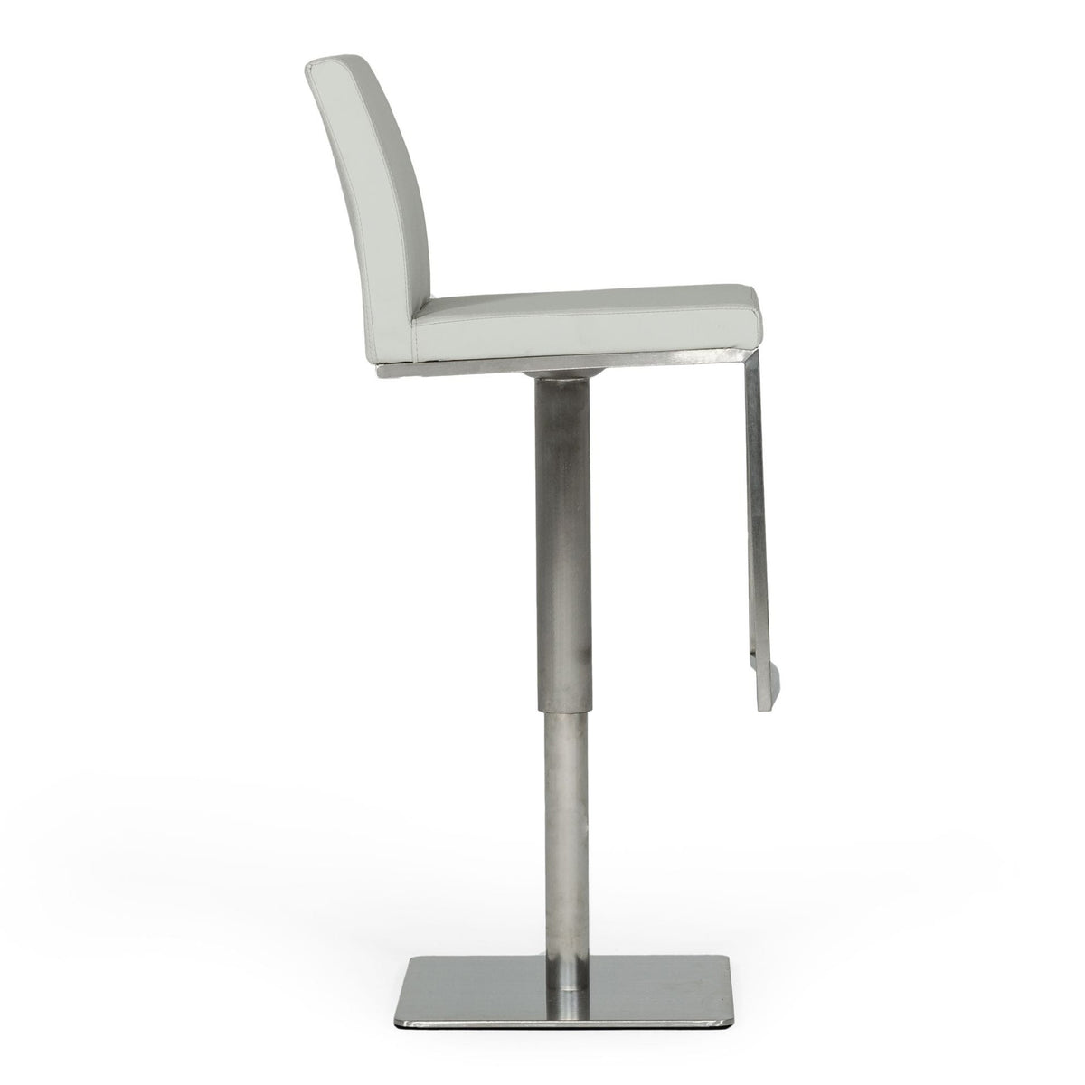 Folsum Modern Light Grey & Brushed Stainless Steel Adjustable Bar Stool
