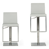 Folsum Modern Light Grey & Brushed Stainless Steel Adjustable Bar Stool