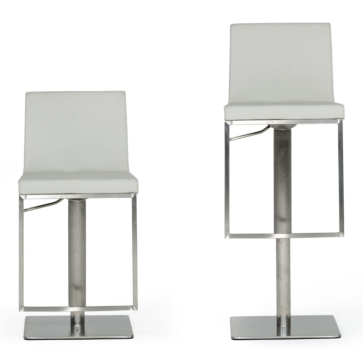 Folsum Modern Light Grey & Brushed Stainless Steel Adjustable Bar Stool