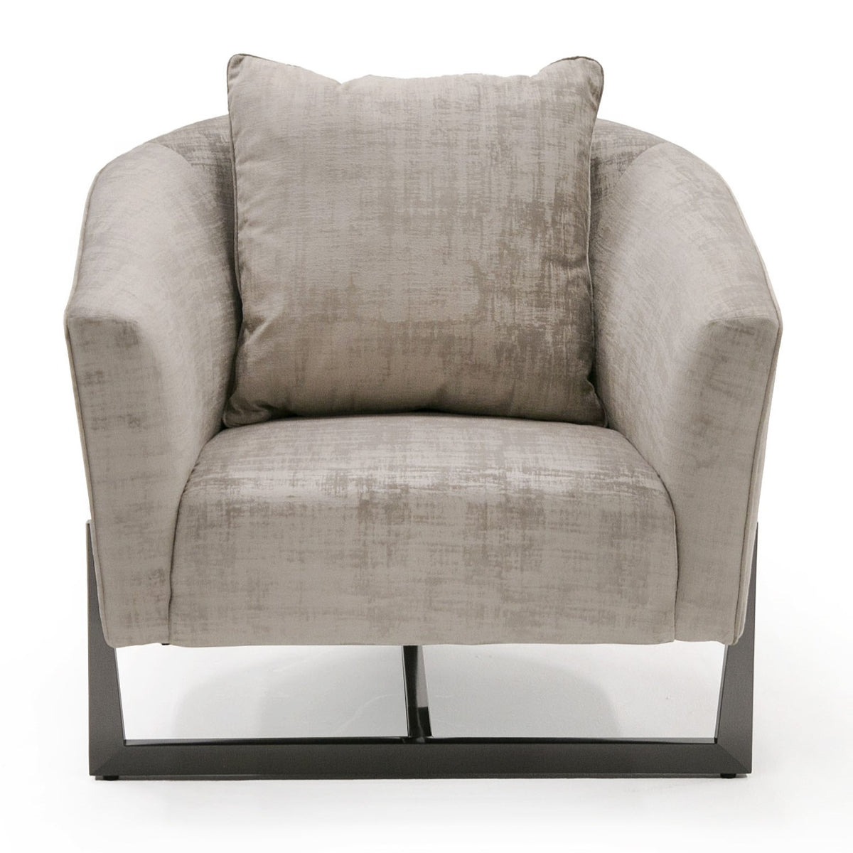Forbis Contemporary Light Grey Fabric + Bronze Accent Chair
