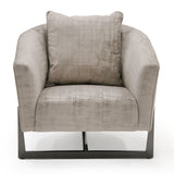 Forbis Contemporary Light Grey Fabric + Bronze Accent Chair