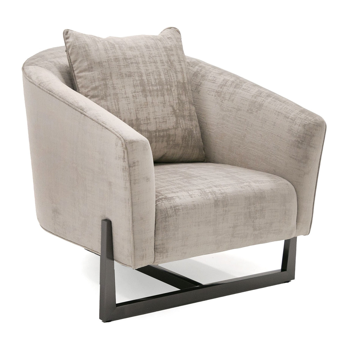 Forbis Contemporary Light Grey Fabric + Bronze Accent Chair
