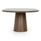 Foster Contemporary White Ceramic + Walnut Oval Dining Table