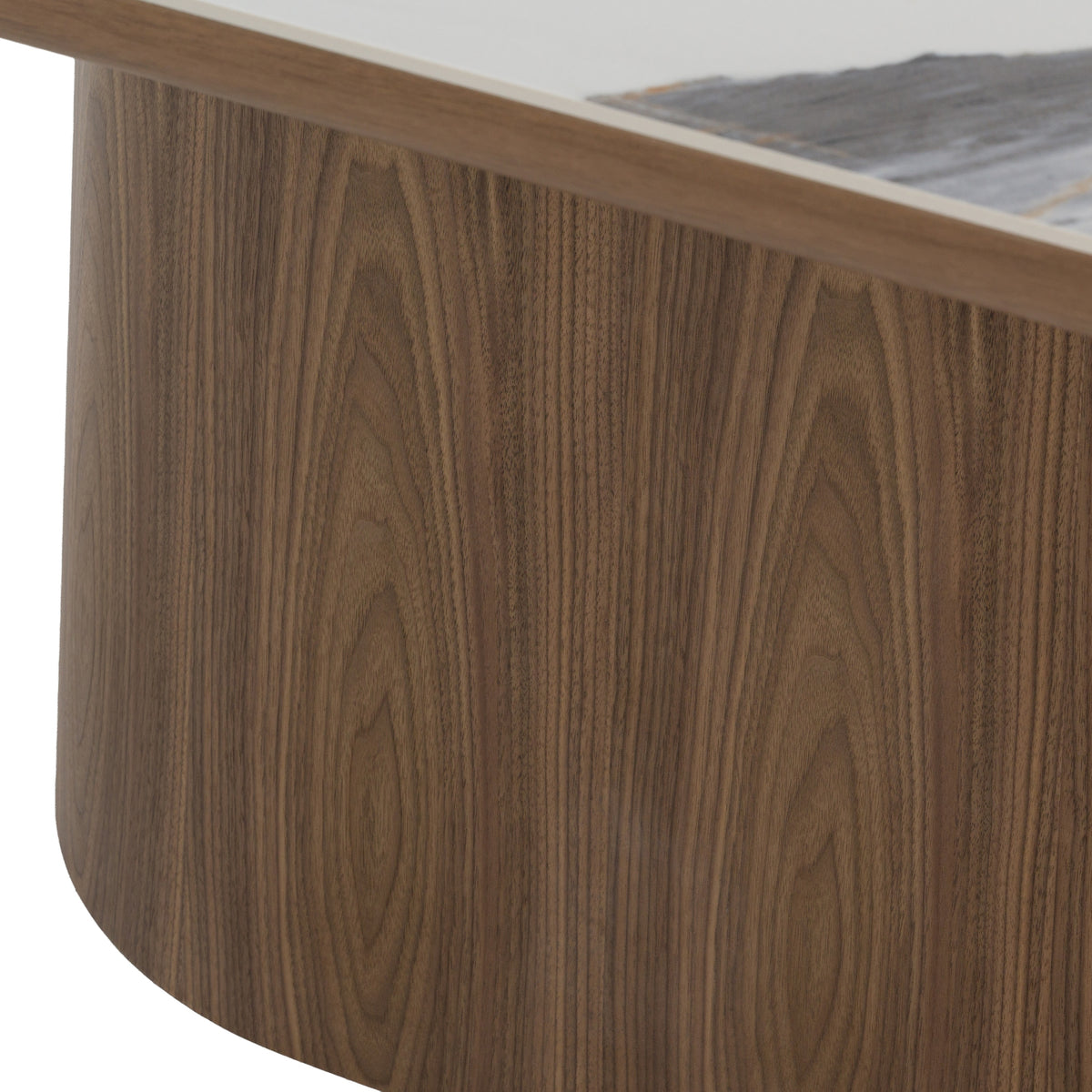 Foster Contemporary White Ceramic + Walnut Oval Dining Table