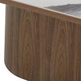 Foster Contemporary White Ceramic + Walnut Oval Dining Table