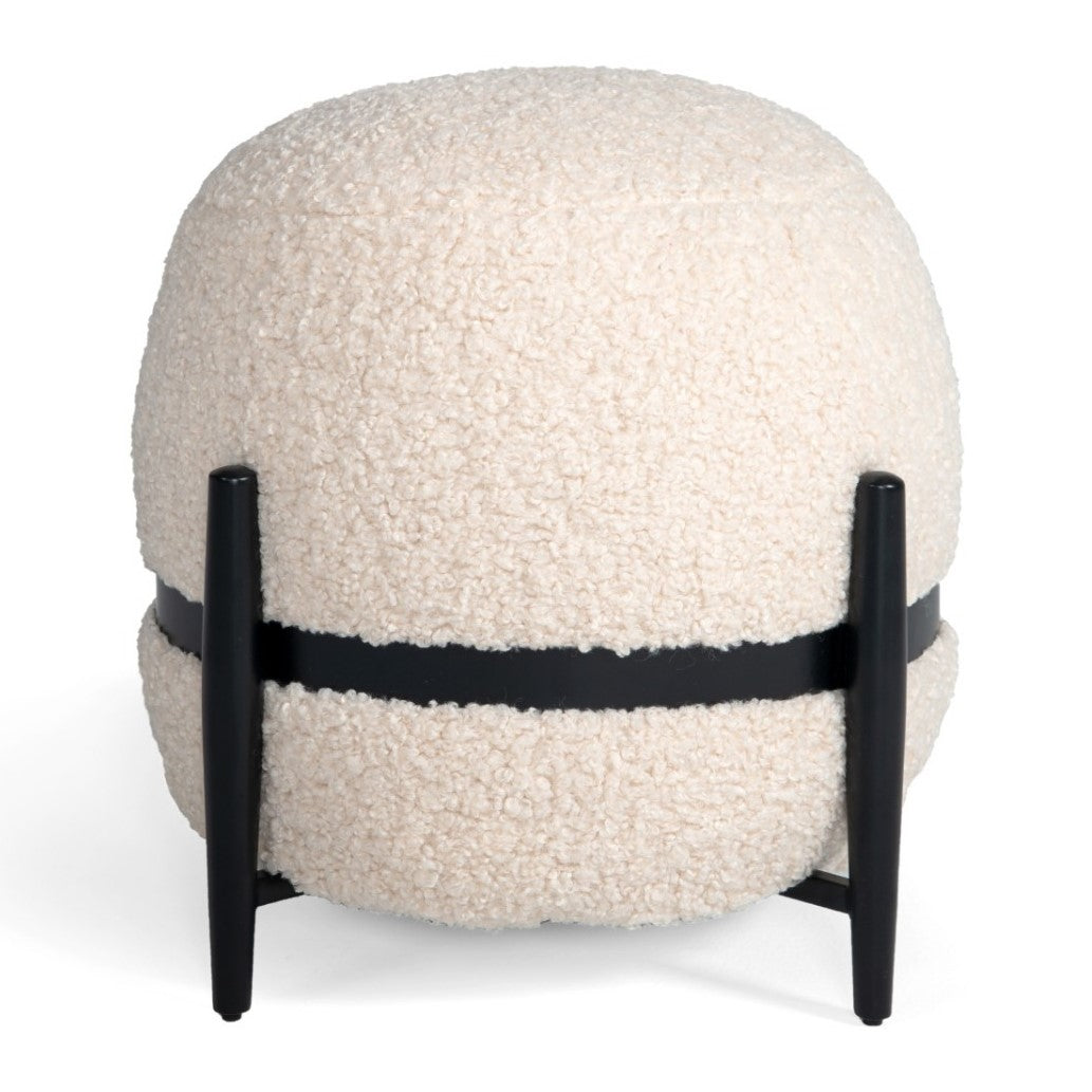 Fouston Contemporary White Sherpa Pouf