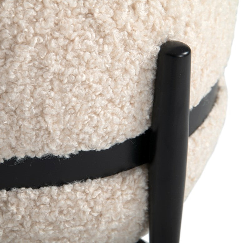 Fouston Contemporary White Sherpa Pouf